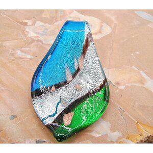 Blue Green Silver Fashion Glass Teardrop Pendant Jewelry Gifts Necklace Charm 2"